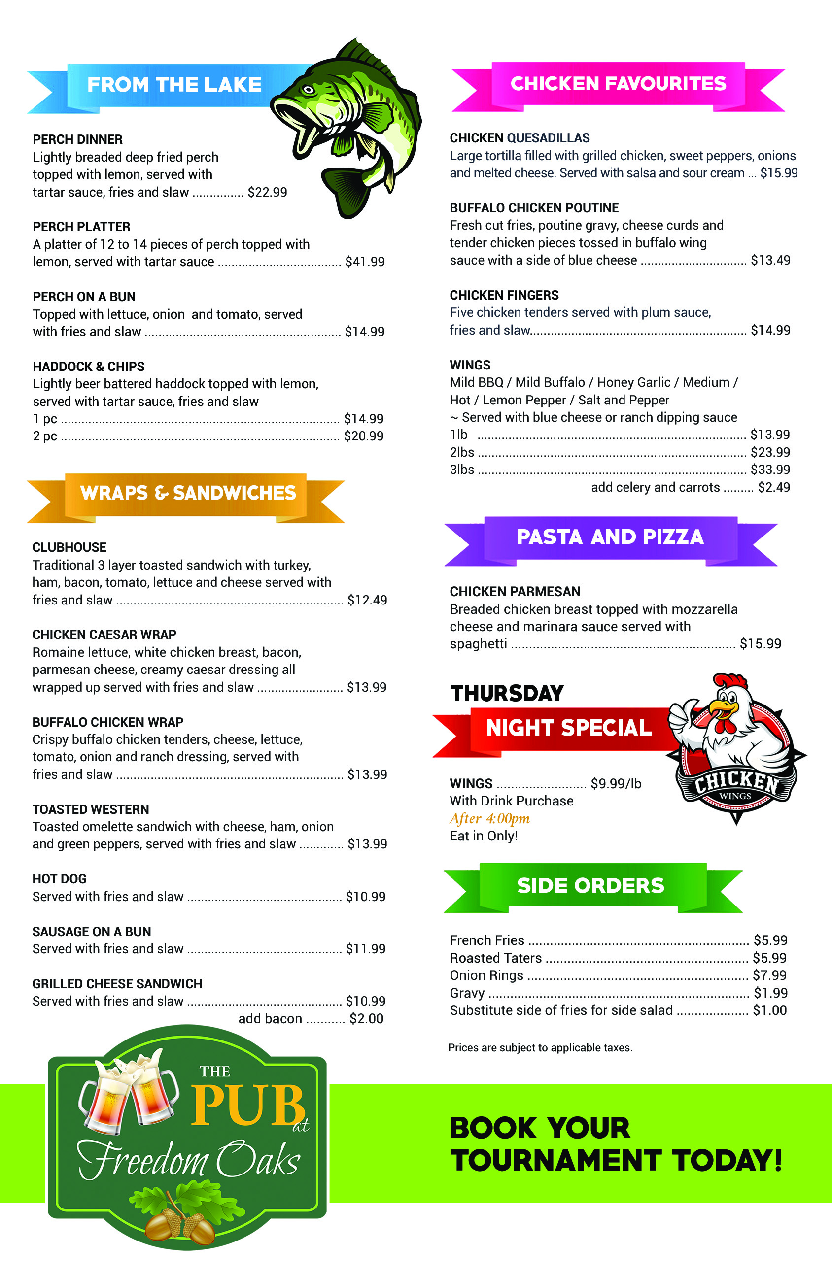 The Pub Take Out Menu Part 2